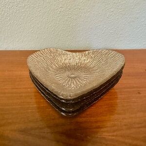 Set of 4 Akcam Turkish heart silver glitter bowls